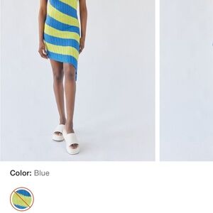 Urban Outfitters Blue and Green Asymmetrical Dress